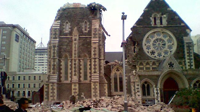 Christchurch Cathedral after earthquake