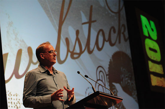 Mike Brown welcoming us to Webstock 2011 conference