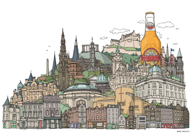 Innis & Gunn Edinburgh cityscape illustration