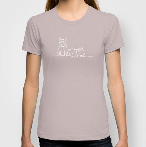 City Dogs {Frenchies} T-Shirt: American Apparel Organic Fine Jersey featuring my illustration of two frenchies. Available in a variety of colors.