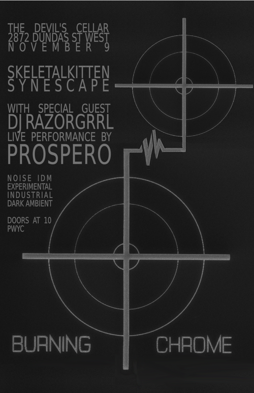 Event poster for Burning Chrome WSG Prospero & Razorgrrl