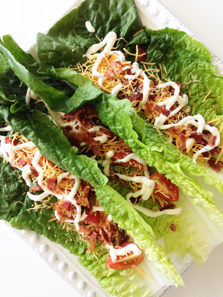 Close up of a lettuce wrap
