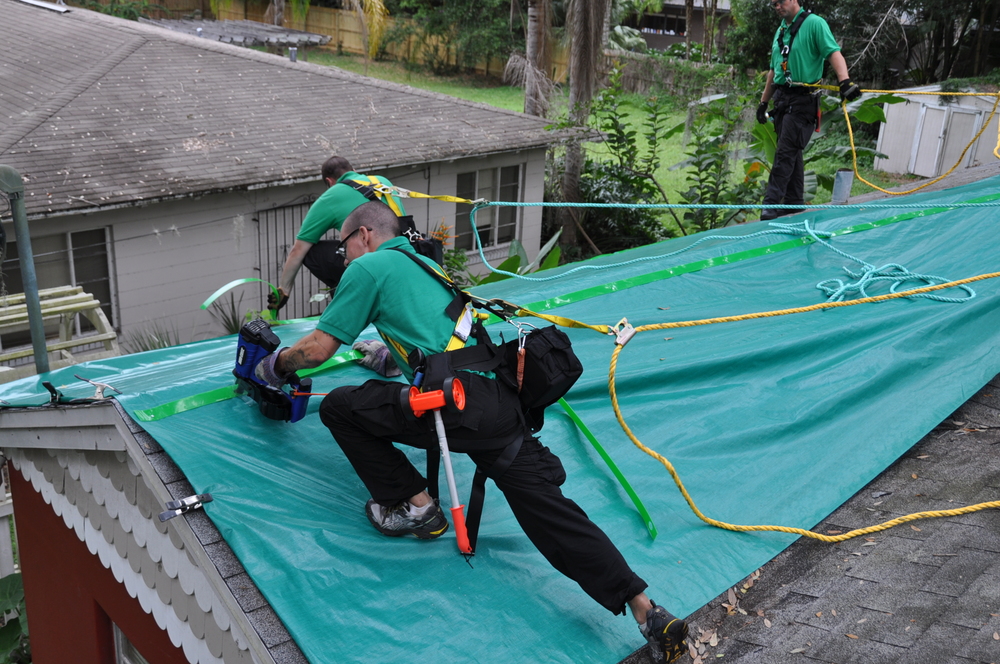 Emergency Service Tarp Solutions for a roof repair. — Temporary Repair