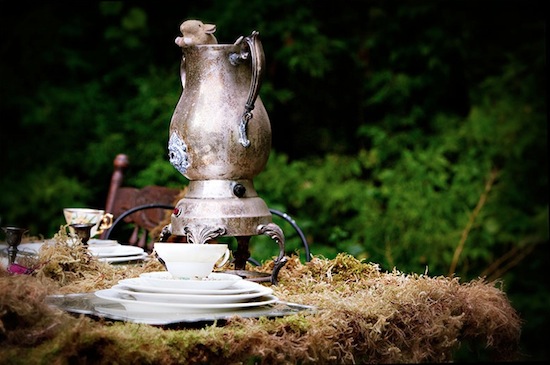 alice in wonderland photo shoot with mouse in teapot