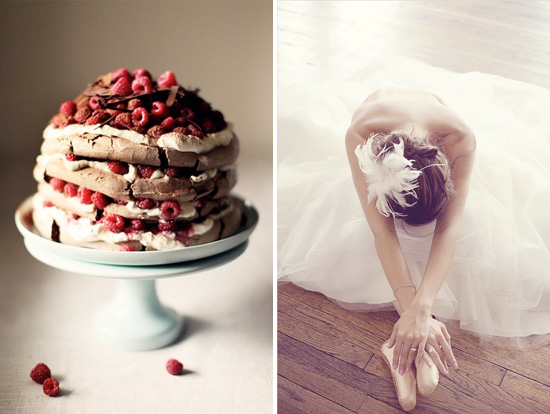 double chocolate and raspberry pavlova with ballerina bridal portrait