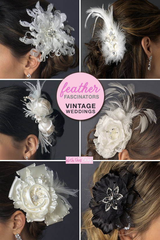 feather fascinators for vintage weddings