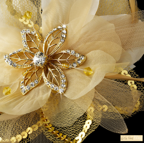 gold feather fascinator