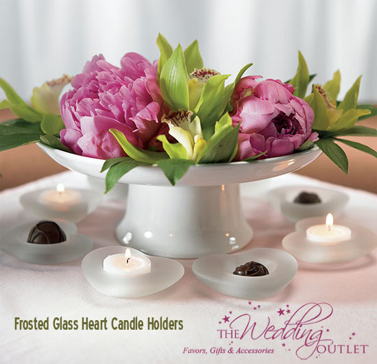 Frosted Glass Heart Candle Holders