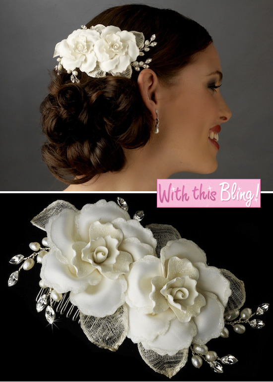 Wedding Wednesday Accessory : Twin Rose Bridal Hair Comb