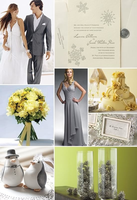 grey and yellow wedding