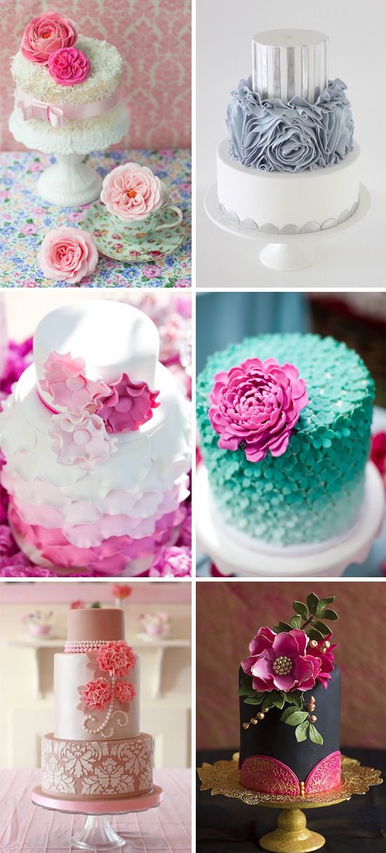 unique wedding cakes with stunning sugar flowers and ruffles