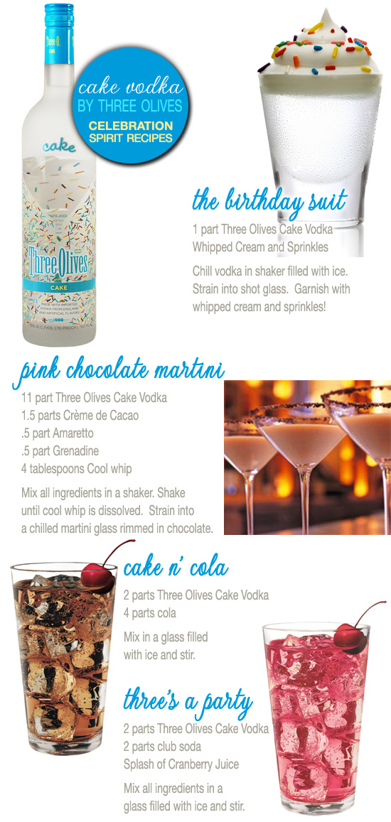 Three Olives Cake  Vodka  recipes  using the official 