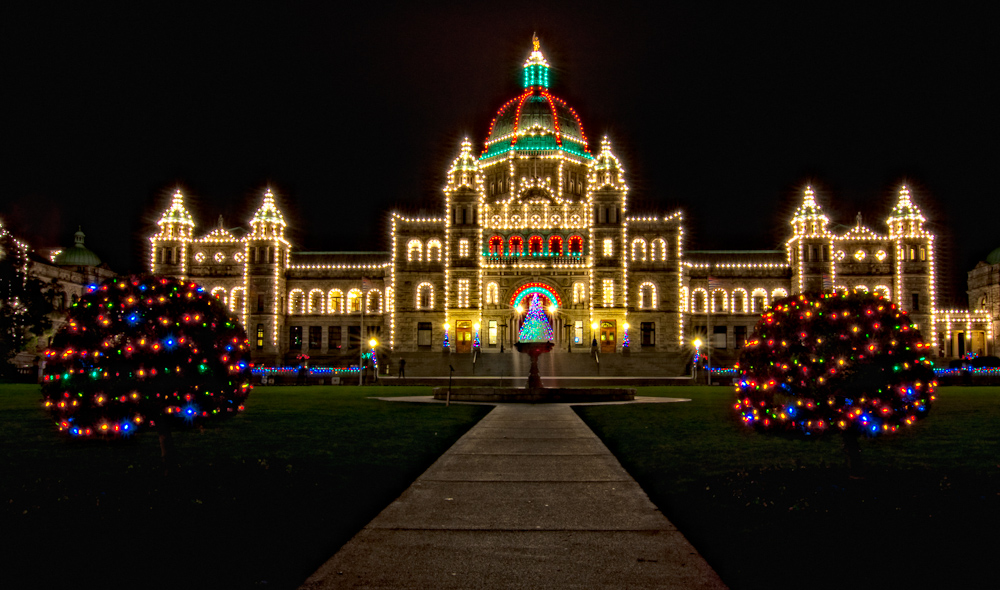 BC Parliament Christmas Lights Royalty Free Stock Photo