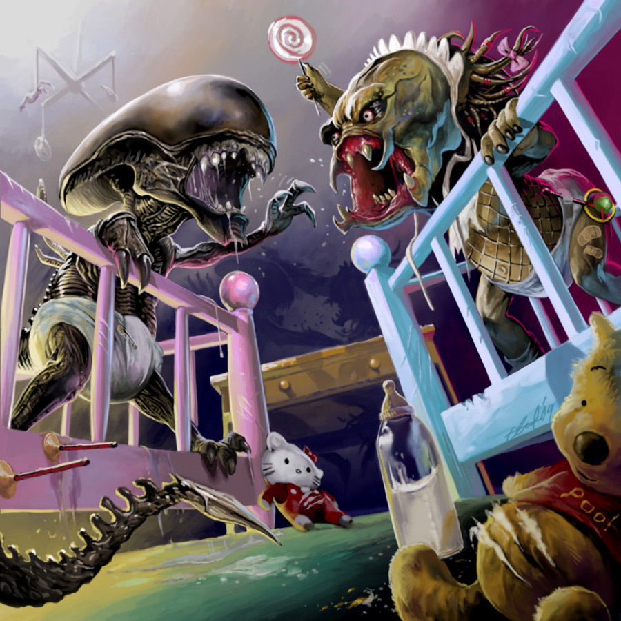 Adorably Horrific Baby Alien Vs. Predator Geek Art — GeekTyrant
