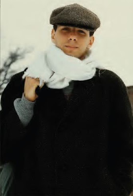 Duke University student wears a tweed hat and a white scarf on a cold  North Carolina day. 1983 - Vintage
