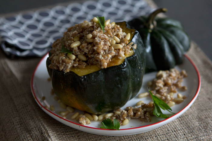 acorn squash stuffed with a warm farro and pine nut salad — whats ...