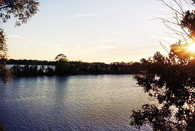 Sunset over water at Mepkin Abbey, SC