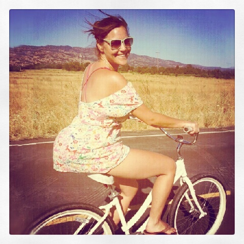 Lauren rides a bike in Napa.