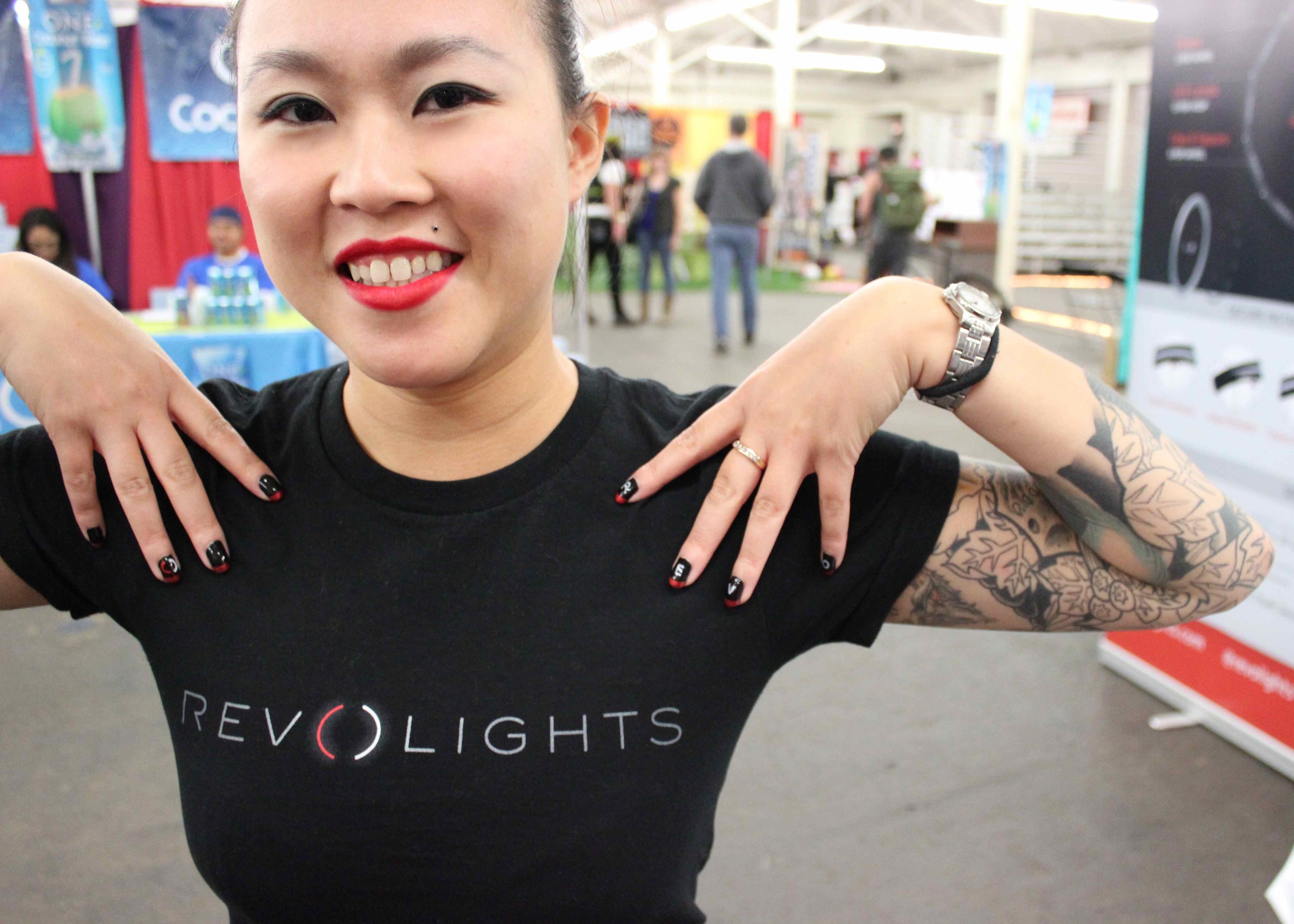 nail art, revolights, Jenn Tran, tattoos, tattoo, tattoo sleeve, asian girl, red lipstick