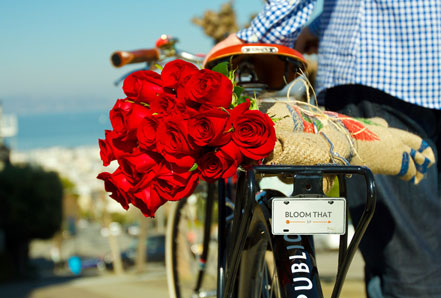 bikepretty, bike pretty, cycle style, cycle chic, bike model, bike fashion, cute bike, flower delivery, san francisco, bike messenger, bike delivery, flowers, valentines flowers, roses