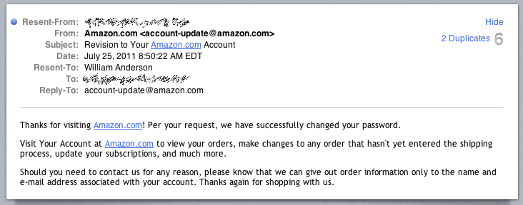 Not My Amazon.com Account Changed Password