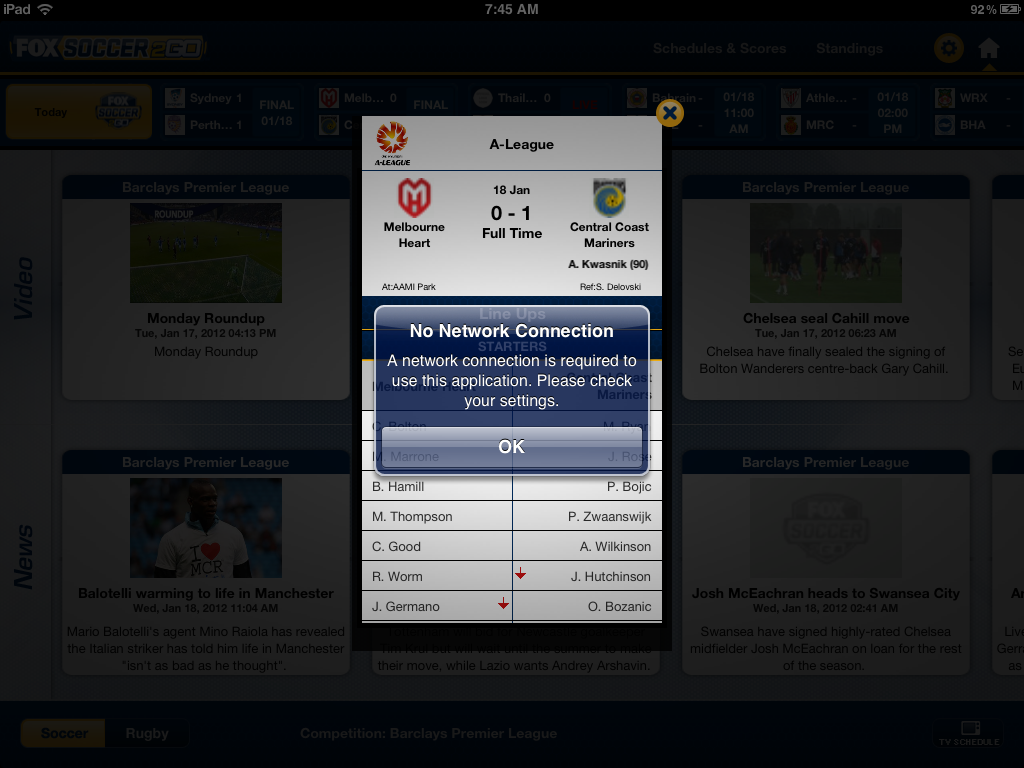 FOX Soccer 2Go for iPad for iPad: Now Available?