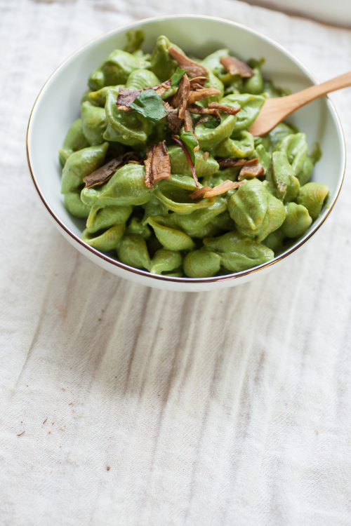 Produce On Parade - Creamy Chard Pasta with Porcinis and Peas