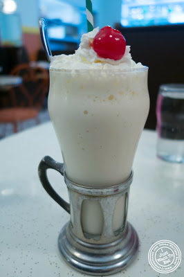 image of vanilla milkshake at Schnackenberg's in Hoboken, NJ