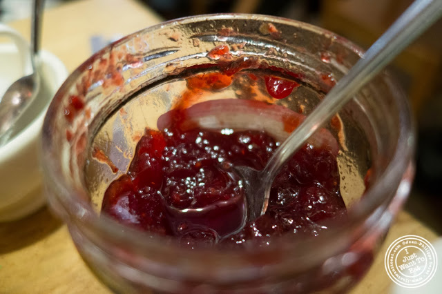 image of red berries jam at Le Pain Quotidien in NYC, New York