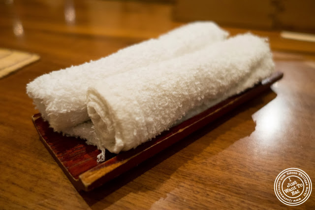 image of wet towels at Inakaya in Times Square, NYC, New York