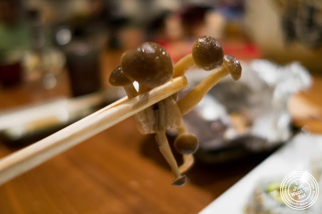 image of shimeji mushrooms at Inakaya in Times Square, NYC, New York