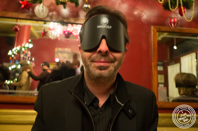 image of mindfold for Dark Dining Projects - blindfolded dinner at Camaje bistro in Greenwich Village, NYC, New York