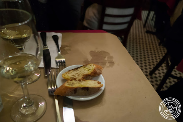 image of garlic bread at  Dark Dining Projects - blindfolded dinner at Camaje bistro in Greenwich Village, NYC, New York