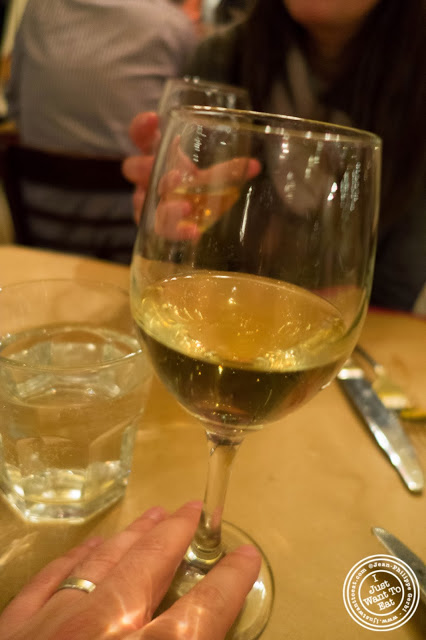 image of white wine at  Dark Dining Projects - blindfolded dinner at Camaje bistro in Greenwich Village, NYC, New York