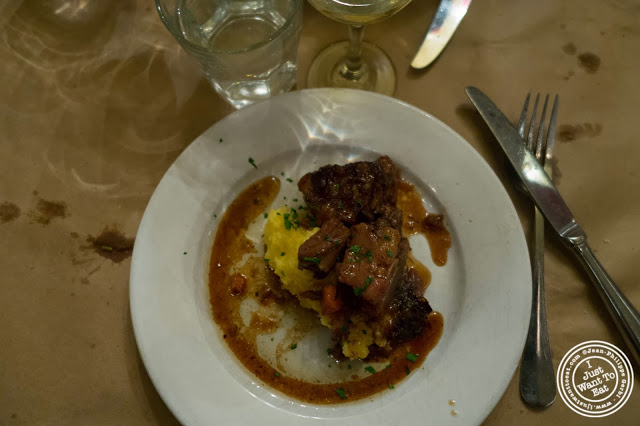 image of polenta and oxtail at  Dark Dining Projects - blindfolded dinner at Camaje bistro in Greenwich Village, NYC, New York