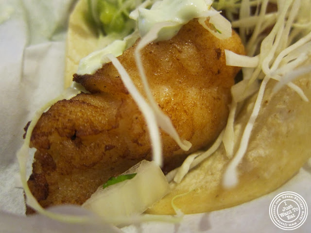 image of fish taco at Pinche Taqueria in NYC, New York