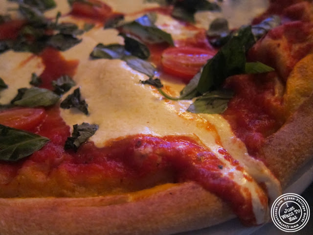 image of Margherita pizza at L'allegria in Hell's Kitchen, NYC, New York