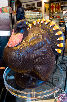 image of Chocolate turkey at Li Lac Chocolates in NYC, New York