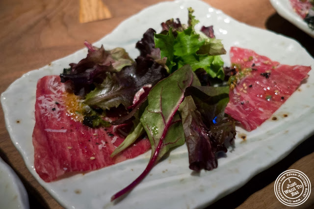 image of beef carpaccio at Jukai, Japanese restaurant Midtown East, NYC, New York