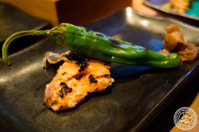 image of Salmon marinated in sake at Jukai, Japanese restaurant Midtown East, NYC, New York
