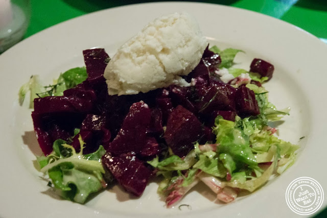 image of beets with horseradish sherbet at Table Verte, French vegetarian restaurant in NYC, New York