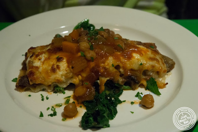 image of eggplant lasagna at Table Verte, French vegetarian restaurant in NYC, New York
