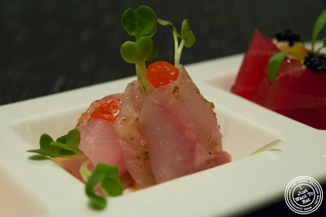 image of stripped bass sashimi at Aji 53, Japanese restaurant in Brooklyn, New York