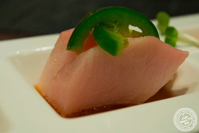 image of Yellowtail sashimi at Aji 53, Japanese restaurant in Brooklyn, New York