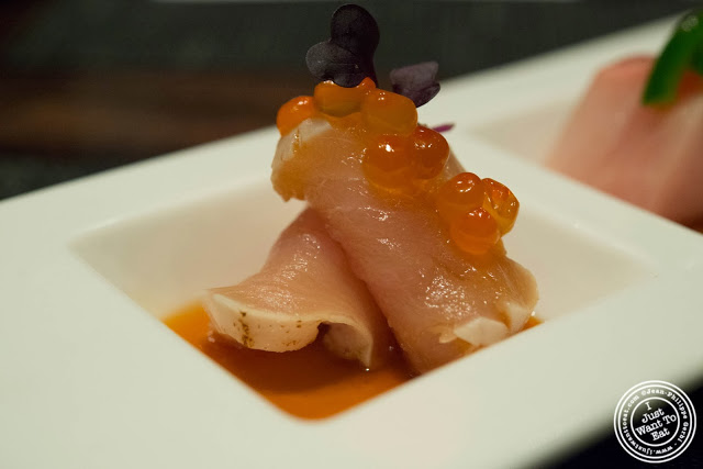 image of Albacore tuna sashimi at Aji 53, Japanese restaurant in Brooklyn, New York
