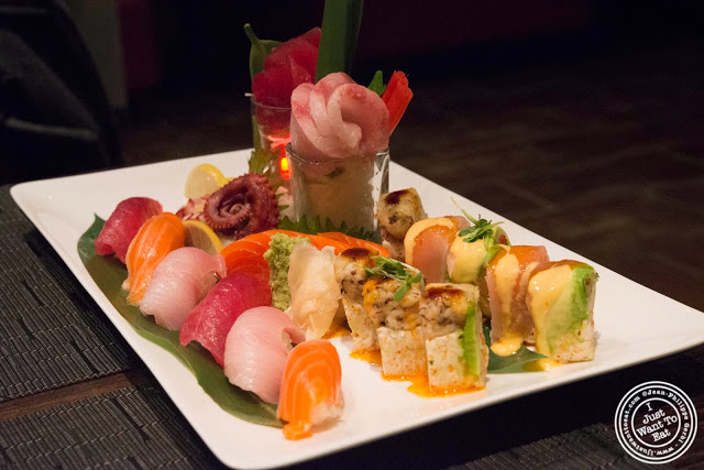 image of sashimi and sushi at Aji 53, Japanese restaurant in Brooklyn, New York