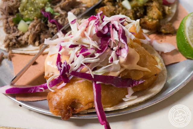 image of Crispy fish tacos from Tacombi at Fonda Nolita in NYC, New York