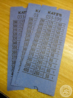image of tickets at Katz's Deli in NYC, New York