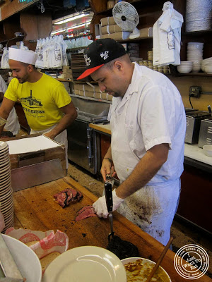 image of preparing meat at Katz's Deli in NYC, New York