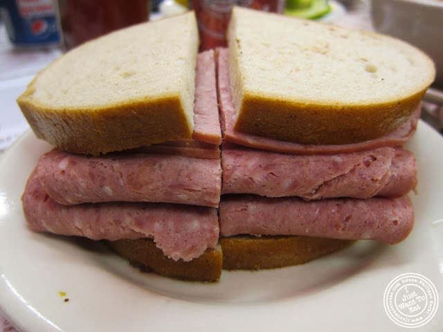 image of salami sandwich at Katz's Deli in NYC, New York